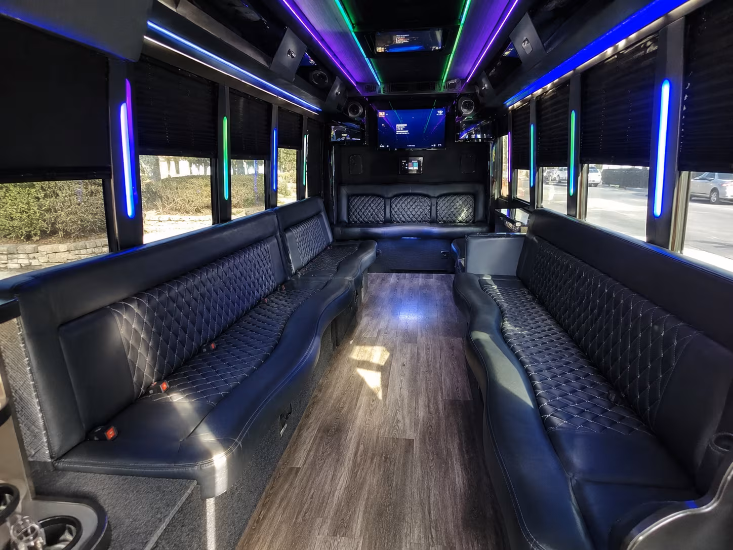 allen 15 passenger party bus interior