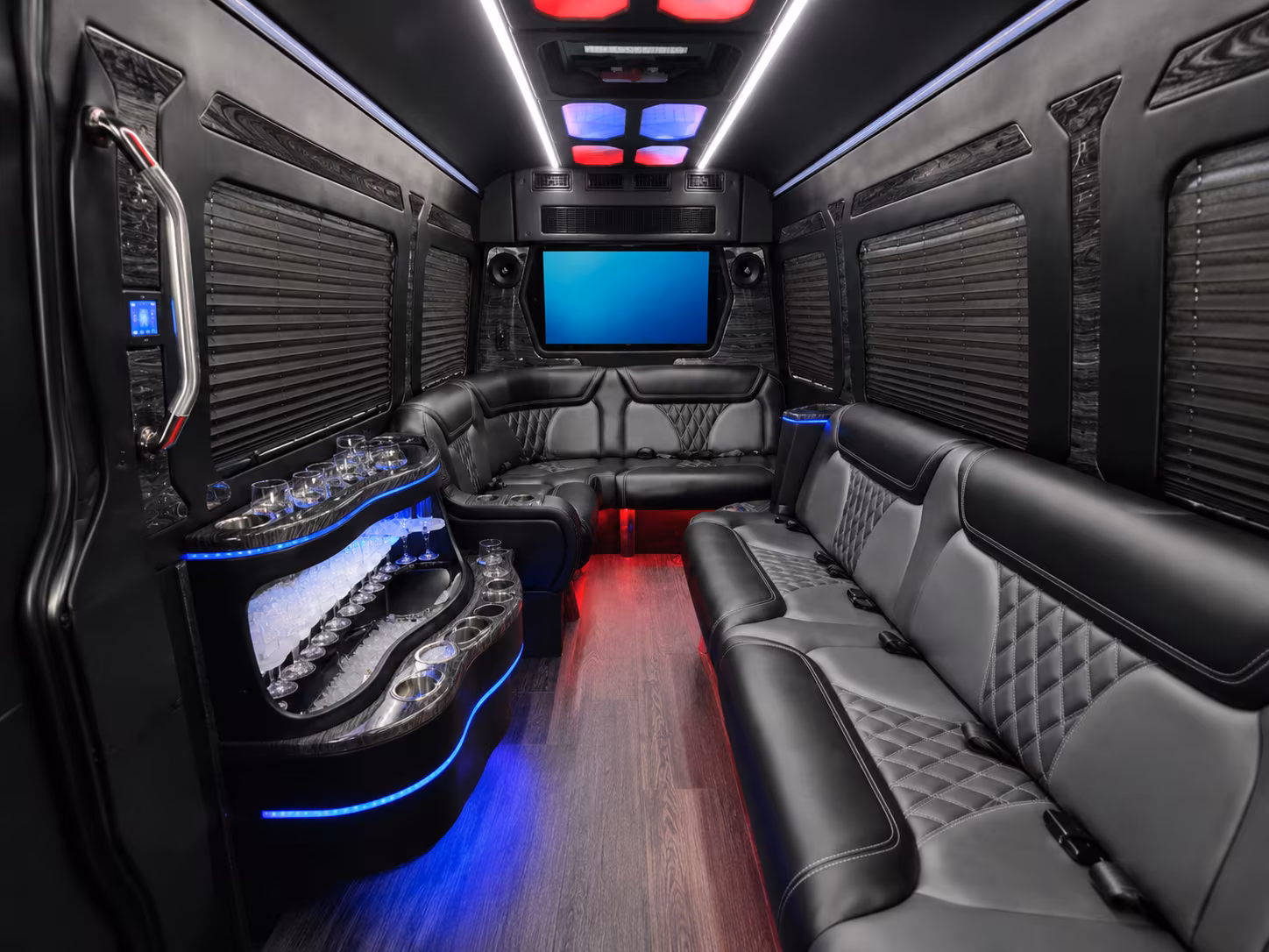 allen 30 passenger party bus interior