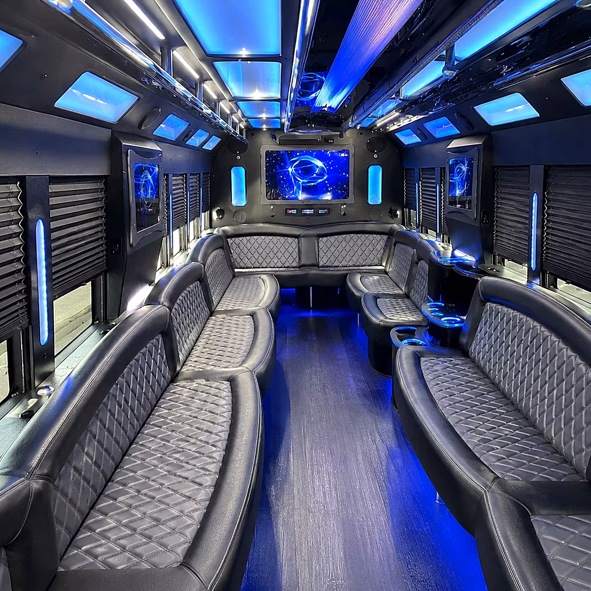 allen 50 passenger party bus interior