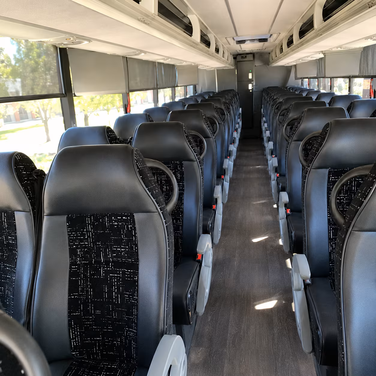 allen 56 passenger charter bus inside