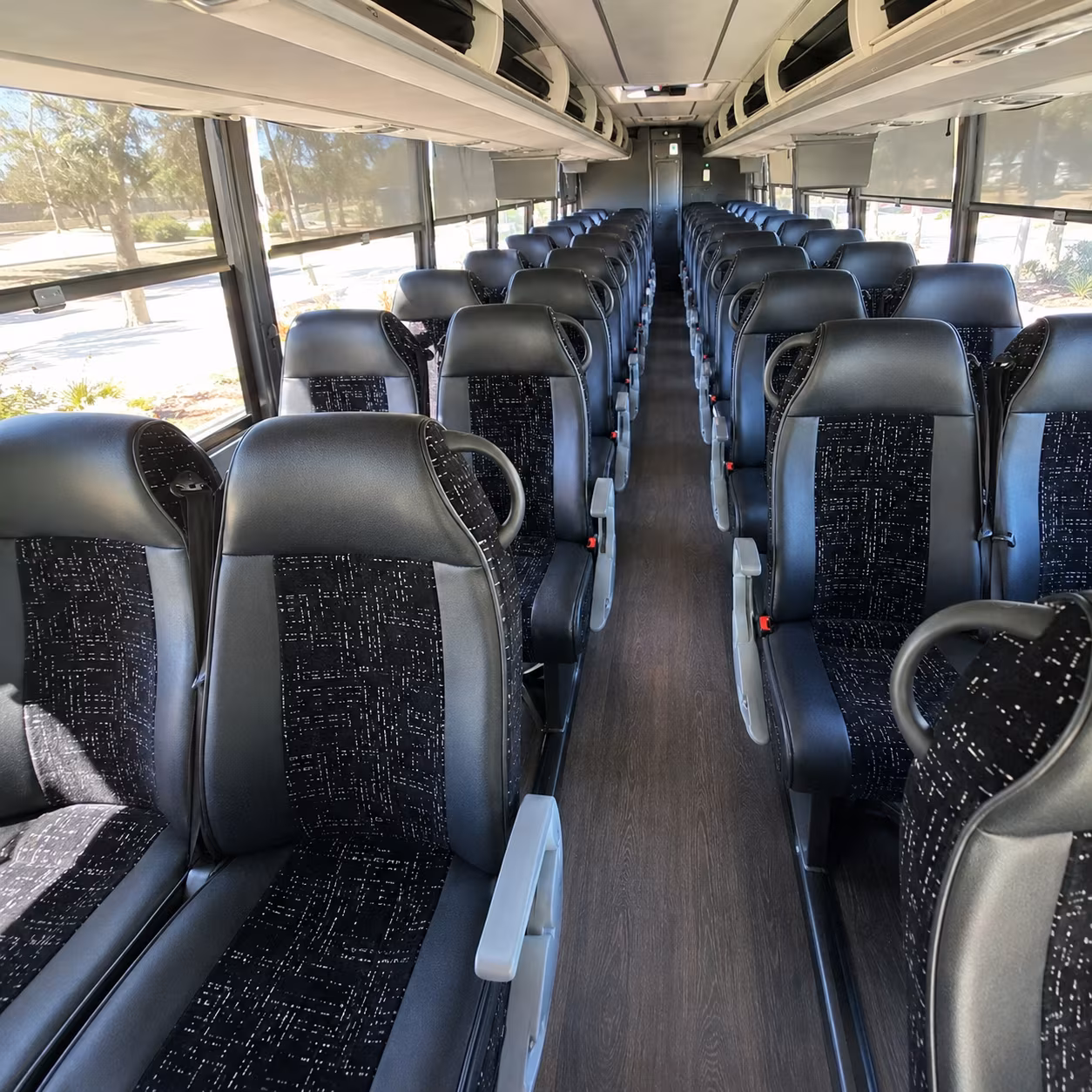 allen 56 passenger charter bus interior